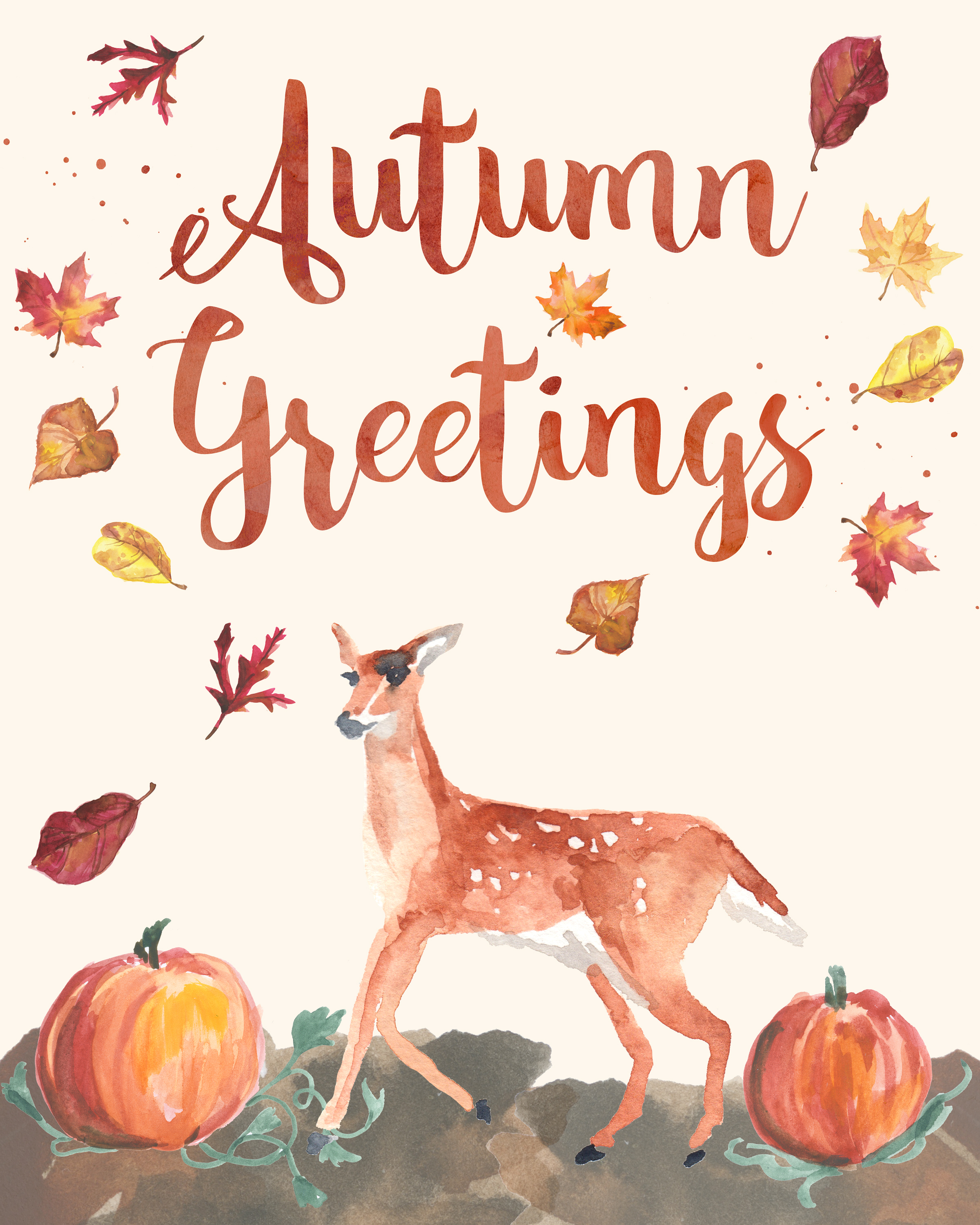 Free Printable Watercolor Wall Art Autumn Greetings Live, Love, Simple.