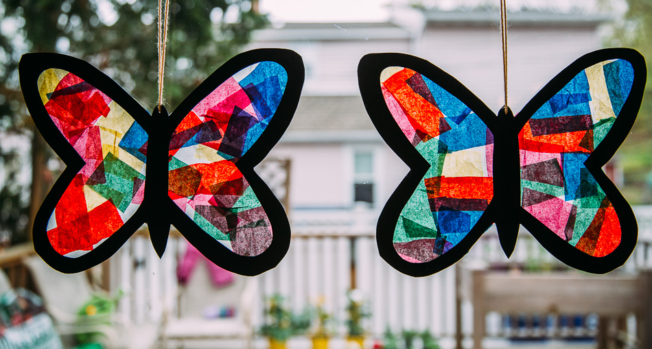 Tissue Paper Stained Glass Butterflies